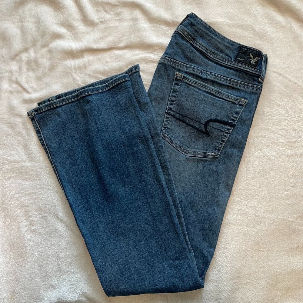 EUC American Eagle Midrise Kick Boot Super Stretch Jeans  SZ 12